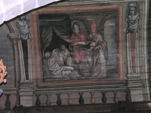 St. Cornely provádějící zázrak (lakované dřevo) od French School