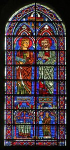 Svatý Kosmos a svatý Damien; dárce kněz Geoffrey, (w120) od French School