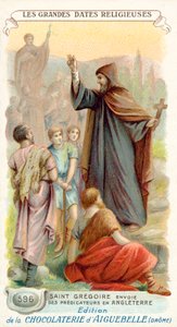 Svatý Řehoř posílá misionáře do Anglie, 596 (chromolitho) od French School