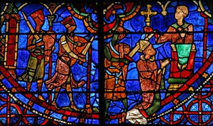 Svatý Thomas Becket se modlí, než ho 3 rytíři zavraždí (w18) od French School
