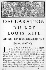 Prohlášení Ludvíka XIII. (1601-43) o komicích, 16. dubna 1641 od French School