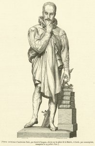 Bronzová socha Ambroise Pare (rytina) od French School