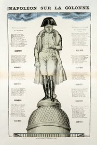 Socha Napoleona I. Bonaparte (1769-1821) na sloupu Vendome v Paříži. Obrázek Epinal od French School