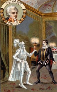 Socha komendatora, scéna z "Dona Giovanniho" (barevná litografie) od French School