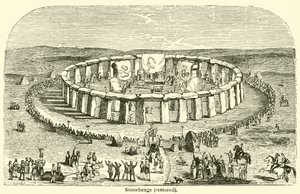 Stonehenge, restaurováno (rytina) od French School