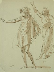 Studie dvou klasicky přehozených postav, cca 1790 (pero, inkoust a mytí na papíře)