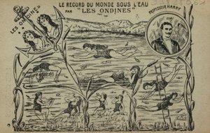 Plavající dívky (litho) od French School