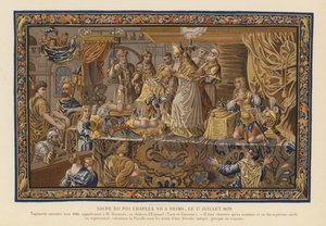 Tapiserie zobrazující korunovaci francouzského krále Karla VII., Remeš od French School