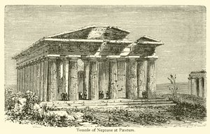 Neptunův chrám v Paestum (rytina) od French School