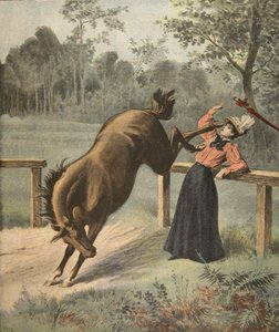 Hrozný kop, ilustrace z Le Petit Journal: Supplement illustre, 3. července 1898 od French School