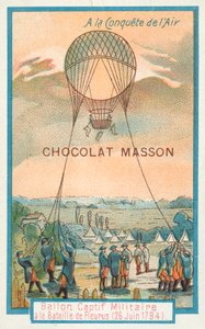 Upoutaný vojenský balón v bitvě u Fleurus, 26. června 1794 od French School