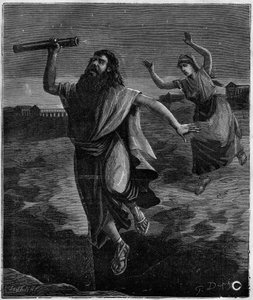 Thales of Miletus matematik a řecký filozof (625 př.nl - 546 př.nl): „Neviděl pod nohama otevřenou jámu a nechal se zchladit““ od French School