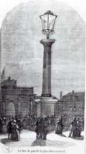 1. plynojem v Paříži na Place du Carrousel v roce 1818 od French School