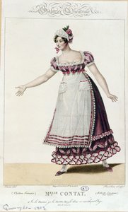 Herečka Mademoiselle Contact v roli Suzanne ve Figarově svatbě od Pierra Augustina Caron de Beaumarchais (1732-99) od French School