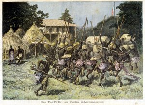 Afričané Pai-Pi-Bri v zahradě aklimatizace - v „Le Petit Journal“ z 5.8.1893 (rytina) od French School
