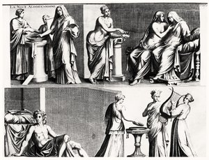Svatba Aldobrandini podle římské fresky (černobílý tisk) od French School