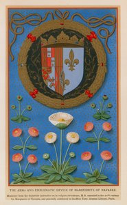 Zbraně a symbolická zařízení Marguerite Navarrské (chromolitho) od French School
