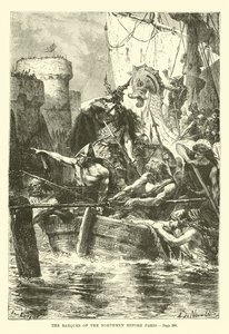 Barques of the Northmen před Paříží od French School