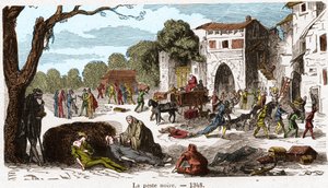 Černý mor v roce 1348. Rytina v „Histoire De France En Cent Paintings od Paula Lehugeura“ 1891. od French School
