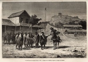 Blancos, argentinští povstání, kteří drží provincii Entre-Rios (Entre Rios) proti pažím Buenos Aires, oblečeni v malebných kostýmech s bílými pruhy, dostanou od vypravěče trochu tabáku, když se snaží projít jejich linii, aby dodal l. od French School