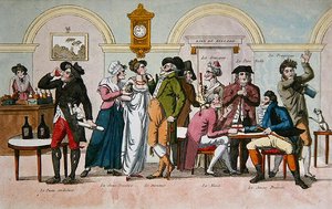 Cafe des Comediens v Paříži, počátek 19. století (barevná rytina) od French School