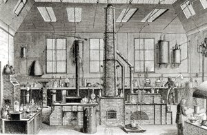 Chemická laboratoř školy v Paříži, z Almanach du Magasin Pittoresque, 1870 od French School