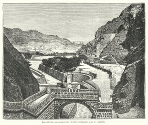 Cisterny z Tawily, Aden, restaurované Brity (rytina) od French School