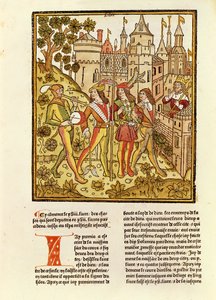 Město Boží a město tohoto století, z La Cite de Dieu, 1486-87 (xylograf) od French School