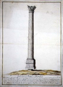 Pompejský sloup v Alexandrii, kolem roku 1700 (pero, inkoust a akvarel na papíře) od French School
