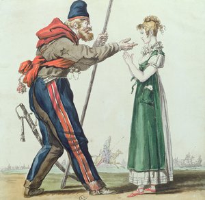 The Cossack in Paris, c.1815 (pero & inkoust a wc na papíře) od French School