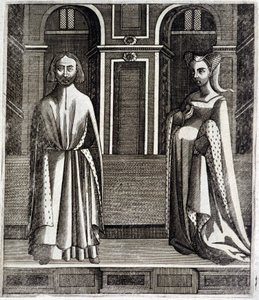 Hrabě z Poitiers a Toulouse Alphonse (1220-1271) a jeho manželka Jeanne (dcera Raymonda VII.) (1220-1271) - v „Histoire des counts de Toulouse“ od Guillaume de Catel, Toulouse od French School