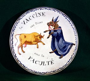 Neštovice v boji s lékařskou profesí, cca 1800 (glazovaná keramika) od French School