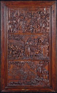 Krédo, Panel IV: Odpuštění hříchů, Ezechielova vize suchých kostí a St. Johns Vision of Jerusalem, 1587 (dřevo) (viz také 414036-8)