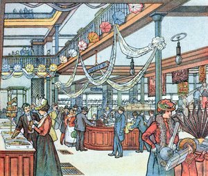 Obchodní dům, ilustrace z Cours Schweiter, kolem roku 1900 od French School
