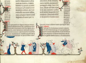 Odchod Rebeccy s Eliezerem, z Bible Jean de Sy, kolem roku 1355