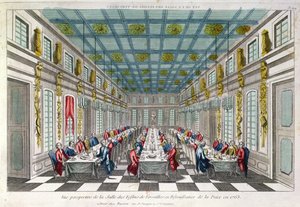 Jídelna ve Versailles v roce 1763 od French School