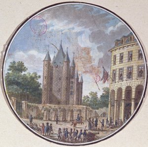 Chrámový donjon, Paříž (barevná rytina) od French School