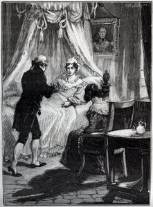 Vévodkyně z Berry (Marie Caroline, princezna ze dvou Sicílie, vévodkyně z Berry (1798-1870) v pevnosti Blay přijímá doktora Louise Charlese Deneuxe (1767-1846) - Rytina - od French School