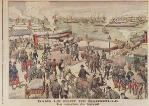 Konec stávky v Marseille, ilustrace z Le Petit Journal, 23. října 1904 od French School