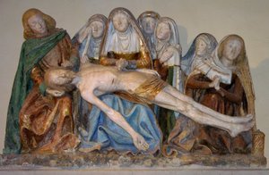 The Entombment, 1490 (malovaný kámen) (detail) od French School