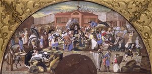 Rybí trh v Les Halles, c.1660 od French School