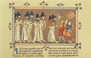 Flagellanti v Doorniku v roce 1349, kopie miniatury z kroniky Aegidius Li Muisis od French School