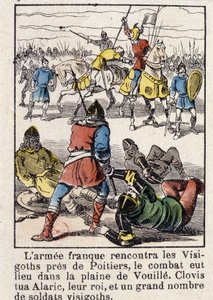 Francouzská armáda se s Vizigóty setkala u Poitiers, boj se odehrál v rovině Vouille. Clovis v roce 507 zabil Alarica, jejich krále a velké množství vojáků Vizigótů. od French School