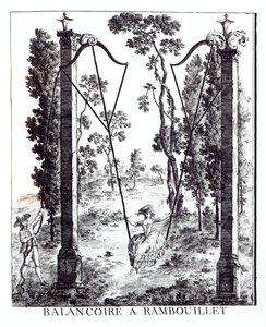 Zahradní houpačka v Rambouillet, z Details des Nouveaux Jardins a la Mode od George Louise le Rouge, vydáno 1775-78 od French School