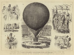 Velký zajatý balón v Tuileries, Paříž (rytina) od French School