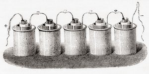 The Grove cell, z Les Merveilles de la Science, pub.1870. od French School