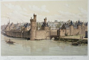Hotel a věž Nesles v roce 1380 - v „Paříži v průběhu věků“, konec 19. století od French School