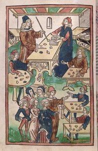 Klenotnictví, 1491 (barevný dřevoryt) od French School