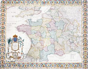 Francouzské království rozdělené na místní vlády, 1751 od French School