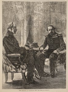 Setkání Napoleona a pruského krále, září 1870, ilustrace z Cassells Historie války mezi Francií a Německem, 1870-1871 od French School